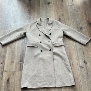 Chic Beige Double-Breasted wool Trench Coat